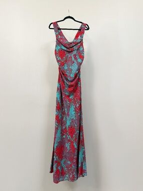 Banana Republic Matte Silk Cowl-Neck Backless Maxi Dress